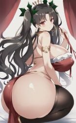 1girls ai_generated alternate_breast_size ass back_view blush breasts brown_hair bubble_butt christmas dat_ass fate/grand_order fate_(series) female goddess hair_ornament huge_ass ishtar_(fate) ishtar_(fate/grand_order) large_breasts light-skinned_female light_skin long_hair nai_diffusion red_eyes sideboob squatting stable_diffusion thick_ass thighhighs