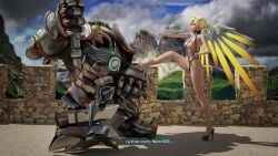 1girls 3d angela_ziegler armor ass bandage big_breasts big_breasts blender blizzard_entertainment blonde_hair blonde_hair breasts castle chains chest collar corset domination feet female heels hentai hi_res legs lgiht_hair light_skin lipstick makeup mercy nails naked nero100 nipples nude nudity overwatch overwatch_2 pose reinhardt shiny shoes thighs topless waxiw wings