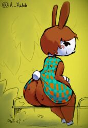 a_yubb animal_crossing anus_peek ass big_ass bottomless carmen_(animal_crossing) female fur nintendo rabbit video_games