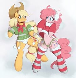 applejack_(mlp) balooga clothes duo equine female friendship_is_magic hair hat horse my_little_pony pink_fur pink_hair pinkie_pie_(mlp) pony smooth_skin