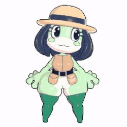 1girls 3d :3 alph_(monnodev) animated ass cute frog frog_girl monnodev pixel_art pussy shortstack turntable_(animation) white_background