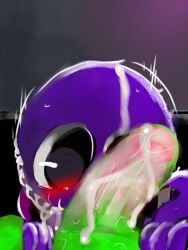 balls big_eyes big_penis black_eyes blind blush bodily_fluids buddy cum cum_inside cum_on_body drooling female green_(rainbow_friends) green_dick green_skin lux_ky male pov purple_(rainbow_friends) purple_body rainbow_friends roblox roblox_game saliva self_upload semen sex sweat tears thrusting_into_mouth trusting