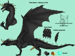 4:3 claws dinosaur dragon english_text feathers feral genitals horn lasair lizard male male/male model_sheet reference_image reptile scales scalie solo text wings