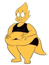 1girls 2019 2d alphys bbw belly belly_button blush breasts cleavage deep_navel eyebrows eyelashes fat fat_female female female_only glasses hyper_belly navel overweight overweight_female scobionicle99 small_breasts solo standing sweat tail transparent_background undertale undertale_(series)