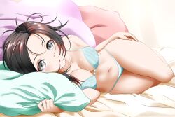 bed female female_only kimmy77 looking_at_viewer ruby_rose rwby short_hair silver_eyes solo solo_female tagme thick_thighs