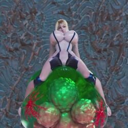 1girls 3d alien animated blonde_hair blue_eyes bodysuit bouncing bouncing_breasts cameltoe female huge_breasts jiggle long_hair m_tsqn metroid metroid_(creature) nintendo no_sound samus_aran see-through solo_female tagme tight_clothing video zero_suit