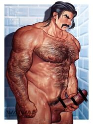 1boy abs balls ballsack bar_censor bara bathroom beefy biceps big_thighs black_hair body_hair boner buff busty censored_penis dilf erect_penis erection eyes_closed facial_hair foreskin foreskin_folds hairy_arms hairy_chest hairy_male hand_on_penis hard_on holding_penis huge_cock huge_penis human human_only intact jerking jerking_off jerkingoff male male_chest male_masturbation male_only male_pubic_hair manboobs manly masturbating masturbation mature mature_male moobs mr._saguaro muscles muscular_male muscular_thighs mustache naked nude_male partially_retracted_foreskin pecs pectorals penis pokemon pokemon_sv scrotum shower solo testicles thick_eyebrows thick_thighs uncut veiny_muscles veiny_penis waiwai_mura wet wet_body