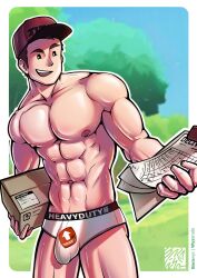 big_bulge bulge courier_(pokemon) huge_bulge male male_only muscular muscular_male outdoors outside pokemon pokemon_sv shirtless_male underwear wyzarudo