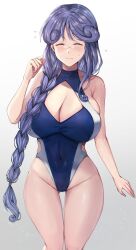 1girls accord_sensei big_breasts breasts glasses huge_breasts large_breasts one-piece_swimsuit purple_hair puyo_puyo puyo_puyo_fever swimsuit thick_thighs thighs yui_(msy1302mana)