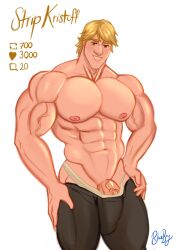 big_bulge blueboybara bulge disney flaccid flaccid_penis frozen_(film) huge_bulge jockstrap kristoff_(frozen) male male_only muscles muscular muscular_male penis_peek strip_game veiny_penis