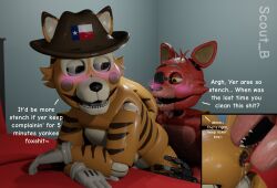 3d 3d_(artwork) absurd_res absurdres anal anal_juice animatronic animatronics anus_juice anus_lick anus_peek bed bedroom blender blender_(software) brown_anus brown_tail cowboy_hat english english_text fazbear_fanverse fazbear_frights five_nights_at_freddy's fivenightsatfreddys fnaf foxy_(fnaf) furry furry_only gay gay_anal gay_sex george george_(jolly) george_(jolly4) george_goodtime(jolly) george_nudity georgenudes georgenudity gloves high_resolution highres jolly licking_anus licking_ass lonner_(artist) non-human nude nude_male nudity nudity_goodtime orange_eyes orange_hair orange_legs orange_tail red_ears red_fur red_tail rendered room scout_b(artist) texan texas_flag tiger tiger_stripes yellow_eyes