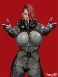 1girls 3d 3d_(artwork) ass big_ass big_breasts breasts dark-skinned_female female large_ass looking_at_viewer metal_gear metal_gear_(series) metal_gear_rising metal_gear_rising:_revengeance mistral_(metal_gear_rising) omega69 pose posing red_hair solo voluptuous