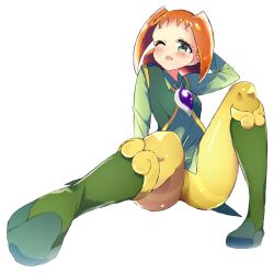 1girls ally_(puyo_puyo) ass big_ass green_eyes orange_hair pussy puyo_puyo sega thick_thighs thighs