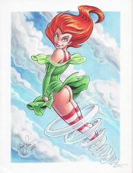 artist_request ass cyclone_(dc) dc dc_comics green_dress maxine_hunkel no_panties