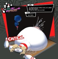 alternate_version_available ann_takamaki atlus belly_inflation big_penis blonde_hair blue_eyes blush blush_lines bowling_ball bowling_pin bowling_pins cum cum_inside cum_leaking cumflation darkhatboy english english_text eyes_rolled_back fuckable_pin hairclip horny_blue_bowlingball hp_bar inflated_belly inflation mask mouth_full_of_cum penis persona persona_5 post_transformation text text_box transformation transformation_sequence twintails wyer_bowling wyer_bowling_(meme)