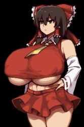 1girls bare_shoulders big_breasts black_background breasts brown_eyes brown_hair cleavage clothed clothes clothing dekapaiyukari female female_only hakurei_reimu hazel_eyes hips huge_breasts human human_only large_breasts navel nipple_bulge pixel_art reimu_hakurei simple_background skirt solo solo_female steam thick thick_thighs thighs touhou underboob voluptuous wide_hips