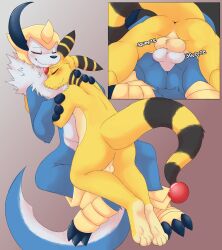 absol absurd_res ampharos anthro anus ass balls blue_body closed_eyes duo generation_2_pokemon generation_3_pokemon generation_5_pokemon genitals hi_res male male/male miau nintendo pokémon_(species) pokemon pokemon_(species) samurott sleeping video_games white_body yellow_body