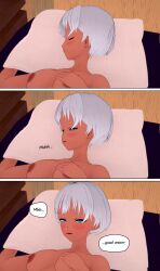 3d bed bedroom blush breasts comic comic_page completely_nude in_bed madame_doom(artist) original_character waking_up white_hair