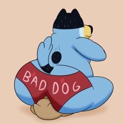 1boy 1male animated animated anthro bandit_(bluey) big_ass big_butt bluey_(series) bluey_(show) bubble_ass bubble_butt colossalstars fat_ass loop male male_only sitting_on_face text_on_clothing thong video