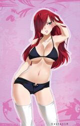 cleavage erza_scarlet fairy_tail gaston18 red_hair seductive seductive_eyes seductive_look seductive_mouth seductive_pose seductive_smile