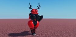 3d ass big_breasts big_butt breasts claws female female_only holding_breasts horns looking_at_viewer multicolored_skin open_mouth red_skin roblox robloxian solo solo_female standing tail thick_thighs thin_waist vagina willie_piv