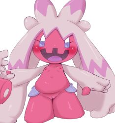 2022 5_fingers belly blush breasts digital_media_(artwork) doneru dwarfism eyelashes female fingers generation_9_pokemon genitals hair humanoid humanoid_genitalia long_hair looking_at_viewer nintendo nipples noseless not_furry nude open_mouth open_smile pink_body pink_hair pokémon_(species) pokemon pokemon_(species) pokemon_sv pussy short_stack shortstack simple_background small_breasts smile solo tinkaton video_games white_background