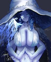 1girls big_breasts blue_skin cleavage congratulations elden_ring female female_only fromsoftware huge_breasts navel partially_clothed ranni_the_witch sunnysideup sup524 the_game_awards