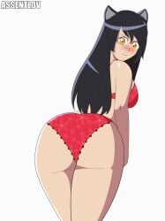 animated ass ass_focus ass_shake assentlov big_ass big_butt black_hair blake_belladonna blush bra cat_ears female huge_ass large_ass looking_at_viewer looking_back panties presenting_hindquarters rwby sideboob underwear wiggling_ass yellow_eyes