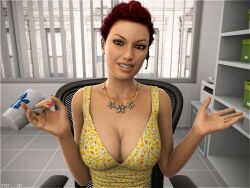 breasts clothes female mug red_hair solo sydgrl3d