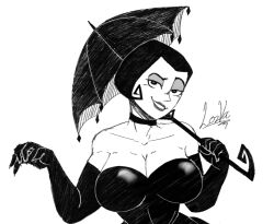 1girls big_breasts black_and_white black_dress black_gloves black_hair breasts collar female_only goth goth_girl lipstick looking_at_viewer malaria olozva short_hair straight_hair the_grim_adventures_of_billy_and_mandy umbrella