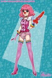 chastity chastity_cage chastity_device clown clown_girl clown_makeup clown_nose clussy cum_in_diaper diaper geiru_toneido gyakuten_saiban hornyfudge pink_hair stockings translucent_clothing x-ray xray_view