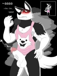 2d anonymous anthro balls big_balls big_penis blush boner canine cum doggo_(undertale) domestic_dog erection furry goddesskusiwolf handjob male male_only orgasm pantsless penis reference_image royal_guard_(undertale) tank_top tank_top_only undertale undertale_(series) video_games