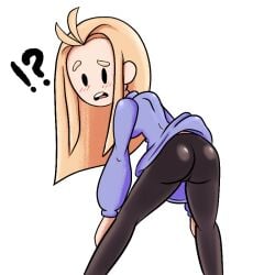 !? ass blonde blonde_hair bluejr blush caucasian confused female mob_face savannahxyz sweater white_background yoga_pants youtube youtuber