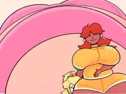 2girls animated ass_cleavage ass_expansion big_belly breast_expansion butt_crack expansion fart fart_fetish fart_in_mouth fart_inflation farting_in_face female female/female huge_ass huge_breasts hyper_ass hyper_breasts inflation mario_(series) mario_strikers mp4 orange_shorts pink_shorts princess_daisy princess_peach puntthepoodle sound video yuri