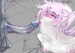 1boy 1girls cock_kiss homestuck kissing_penis lujitix roxy_lalonde