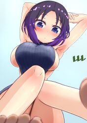 blue_eyes cute elma_(dragon_maid) female looking_at_viewer looking_down miss_kobayashi's_dragon_maid ozrereresan sideboob underboob viewed_from_below