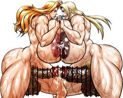 2futas areolae armpit_hair balls bar_censor bleach blonde_hair breast_press breasts censored clear_background crossover dark_nipples dark_penis darkened_genitalia duo erection frottage futa_on_futa futa_only futanari gigantic_breasts huge_balls huge_cock human light-skinned_futanari light_skin long_hair matsumoto_rangiku mole_under_mouth muscle_tone muscular_futanari naruto naruto_(series) naruto_shippuden negoto_(nego6) nipples noah_barnett nude orange_hair penis pubic_hair smegma standing sweating sweaty sweaty_body symmetrical_docking tsunade veiny_penis veiny_testicles