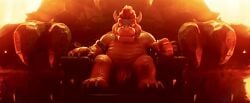 anthro anthro_only bowser catsudon chair dragon fire furniture genitals goes_hard hi_res koopa male male_only mario_(series) nintendo penis reptile scalie sitting solo super_mario_bros. super_mario_bros._(2023_film) throne turtle video_games