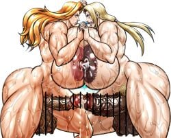 2futas areolae armpit_hair balls bar_censor bleach blonde_hair breast_press breasts censored clear_background crossover dark_nipples dark_penis darkened_genitalia duo erection frottage futa_on_futa futa_only futanari gigantic_breasts huge_balls huge_cock human lactation light-skinned_futanari light_skin long_hair matsumoto_rangiku mole_under_mouth muscle_tone muscular_futanari naruto naruto_(series) naruto_shippuden negoto_(nego6) nipples nude orange_hair penis precum pubic_hair smegma standing sweating sweaty sweaty_body symmetrical_docking tsunade veiny_penis veiny_testicles