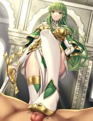 1boy 1girls alternate_costume asisuki bare_thighs boots breasts female female_focus femdom fire_emblem fire_emblem:_mystery_of_the_emblem fire_emblem_echoes:_shadows_of_valentia fire_emblem_heroes foot_fetish footjob green_eyes green_hair high_heels large_breasts long_hair male more_at_source nintendo official_alternate_costume palla_(falcon_knight)_(fire_emblem) palla_(fire_emblem) pelvic_curtain solo_focus source_request sword thick_thighs thigh_boots thighs weapon