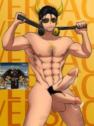 1boy abs balls black_hair cum diphallia diphallism dynamicblocks hairy_chest hairy_legs headphones horn male male_focus male_only multi_penis muscular muscular_male necklace nipples nude penis pose precum roblox roblox_avatar robloxian solo solo_male standing sunglasses tagme wwwwwaaaahhhh