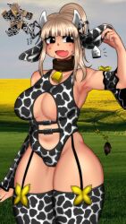 1girls armpits bell big_ass big_thighs blonde_hair breasts cow_girl dynamicblocks navel nipples pose roblox roblox_avatar robloxian slightly_chubby solo standing sweat tagme thick virgin wwwwwaaaahhhh