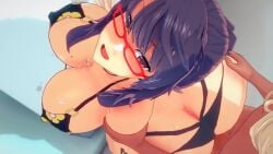 1boy 3d animated ass_cleavage bikini brown_eyes butt_crack dark-skinned_male earrings faceless_male female from_behind from_behind_position glasses koikatsu looking_at_viewer looking_back mole mole_on_breast nail_polish nails necklace no_sound open_mouth purple_hair rin_(senran_kagura) ring senran_kagura sex sex_from_behind suzune_(coldbellsound) suzune_(senran_kagura) sweat tagme video