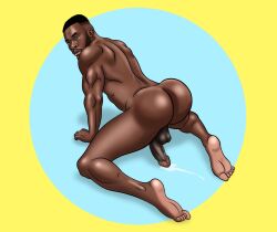 african african_male ass bgx_comics cum dark-skinned_male dark_skin gay half-erect looking_back male male_only melanin muscles muscular muscular_male on_all_fours onlyfans_model posing real_person realerthanray teasing