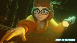 1female 1girl 1girls 3d baron_von_meowsberg big_breasts female female_focus female_only glasses nerd nerdy_female red_hair scooby-doo self_upload short_hair solo solo_female solo_focus teenage_girl teenager velma_dinkley