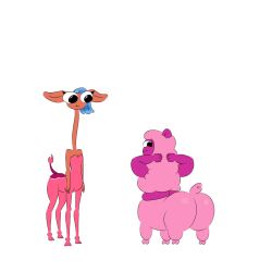 ? alpaca animated around_drum ass big_butt breasts centaurworld duo gerenuk glendale_(centaurworld) tail tail_wagging taur twerking wammawink