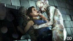 1girls 2monsters 3d 3d_(artwork) arm_grab brown_hair capcom clothed_female clothing defeated defeated_heroine extreme_french_kiss female forced forced_oral heroine jill_valentine jill_valentine_(sasha_zotova) male monster obscuradomini open_mouth pale_head_(resident_evil) rape resident_evil resident_evil_3 resident_evil_3_remake restrained restrained_arms source_filmmaker subway tongue tongue_in_mouth tongue_kiss tongue_out