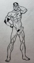 boner erect_penis erection hard_on heroic_creativity looking_at_viewer male male_only muscles muscular muscular_male sketch takashi_shirogane uncut voltron voltron:_legendary_defender