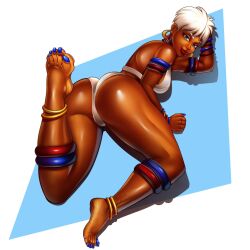 1girls anklet ass athletic athletic_female bangle barefoot big_ass big_breasts blue_eyes blue_nail_polish blue_nails blue_toenail_polish blue_toenails breasts brown_body brown_skin bust busty capcom cleavage countershade_feet d2kmax d2kprime dark-skinned_female dark_skin digital_drawing_(artwork) digital_media_(artwork) elena_(street_fighter) eyebrows eyelashes eyes feet female female_only fight fit fit_female hair hips hourglass_figure huge_breasts large_breasts legs lips lipstick long_toenails mature mature_female nail_polish shiny_skin short_hair soles street_fighter street_fighter_iii:_3rd_strike thick thick_legs thick_lips thick_thighs thighs toenail_polish toenails toes toned toned_ass toned_female top_heavy upper_body voluptuous white_hair wide_hips