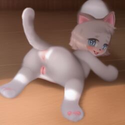 ai_generated anthro ass cat_girl cute cute_face female grey_fur human_face looking_at_viewer nude offering seductive showing_ass